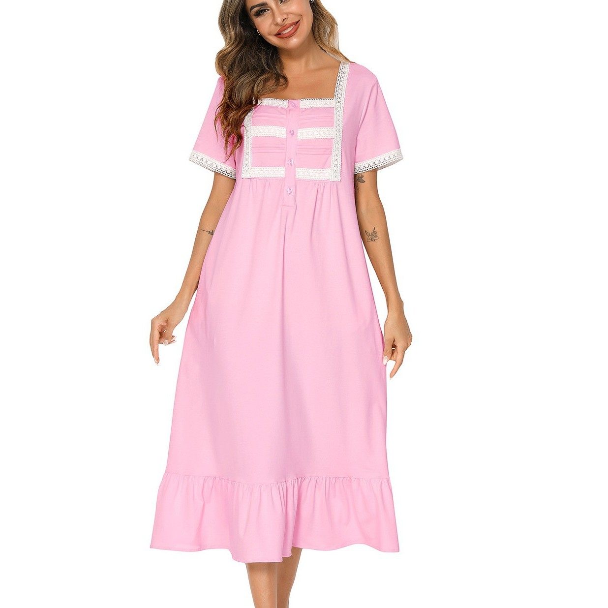 亚马逊欧美女春夏新款维多利亚宽松家居服短袖睡裙睡衣,淘宝优惠券,粉丝福利购,淘宝优惠卷