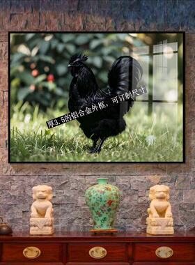 黑鸡装饰画新中式客厅玄关