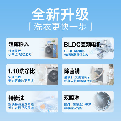 【补贴15%】海尔10公斤全自动超薄家用一级省电滚筒洗衣机旗舰店 - 图0