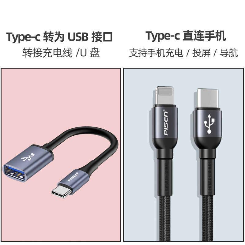 品胜数据线转接头适用奥迪2023款A6L/A3/A8L/A4L/Q3/Q5L/Q7/Q8/A5车载Typec转USB充电转换器汽车三合一充电线 - 图3