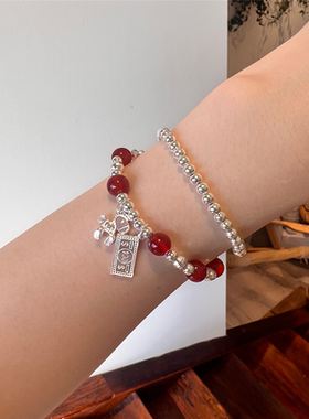 纯银光珠马上有钱手串转运珠手链