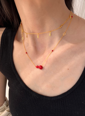 s925纯银小众设计感项链红色葫芦