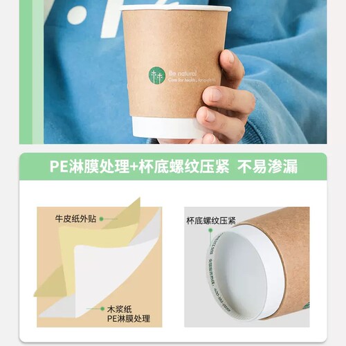 满25包邮得力19209纸杯加厚一次性纸杯280ml双层耐高温防变形50只 - 图0