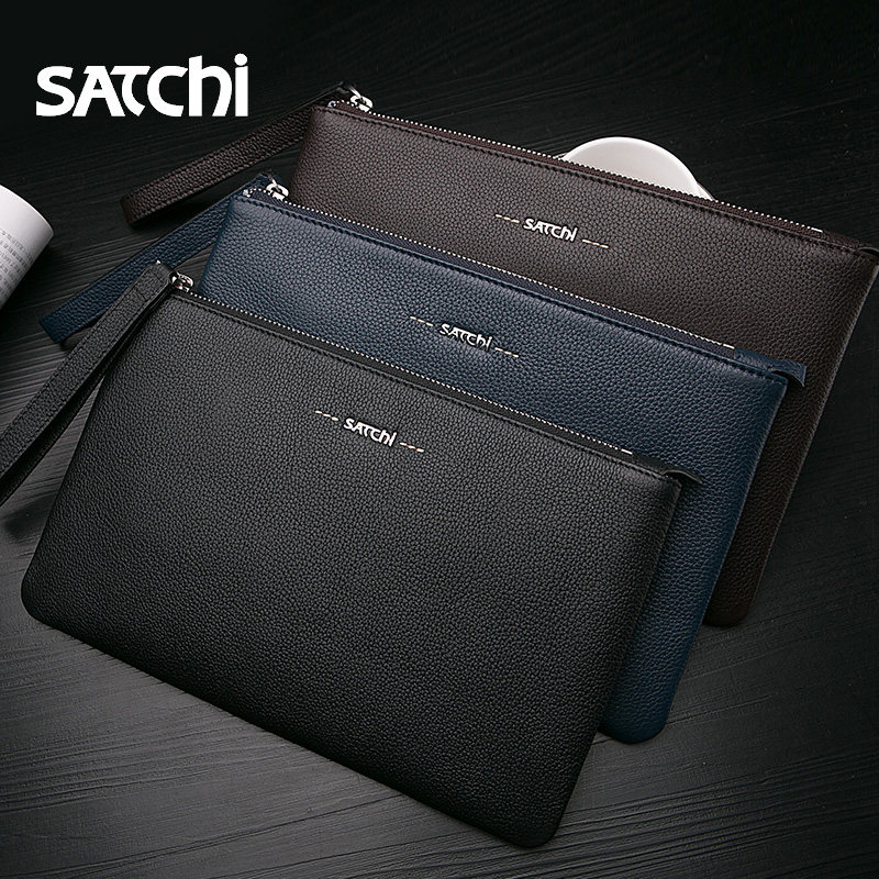 沙驰信封包男士手拿包牛皮潮真皮包 沙驰驰翔男士包袋