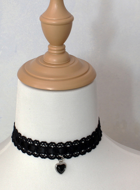 黑白蕾丝心形星星choker颈饰颈环项链花边Lolita甜美简单少女复古