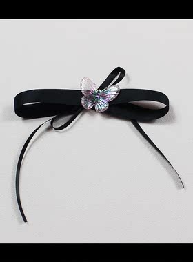 黑色黑暗风/炫彩极光/蝴蝶锁骨链项链choker颈饰绑带饰品甜美哥特