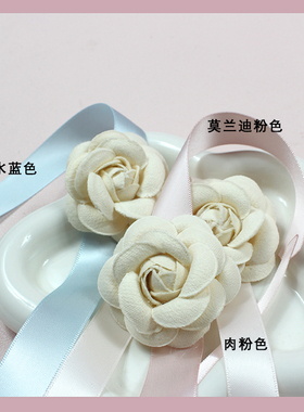 粉蓝/山茶花朵项链choker颈链脖圈锁骨链项链颈饰芭蕾风复古日系