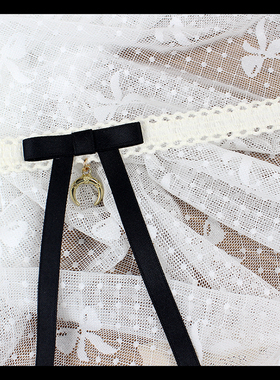 黑色月亮法式蕾丝双层叠戴项链项链锁骨链颈饰choker蝴蝶结少女