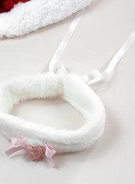波点甜妹·可爱毛绒脖圈Lolita项链锁骨链颈环女浅粉色复古蝴蝶结
