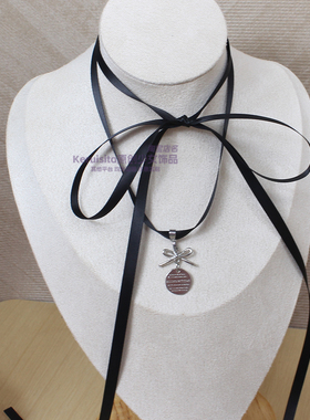 优雅黑色缎带！双层叠戴蝴蝶结项链日系小众亚文化甜心少女miu系