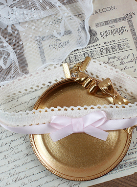 淡粉·双层叠戴锁骨链原创设计项链项圈choker蝴蝶结可爱甜妹蕾丝