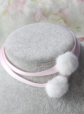 可爱粉色毛球颈饰锁骨链choker项链双层叠戴少女心萝莉Lolita日系