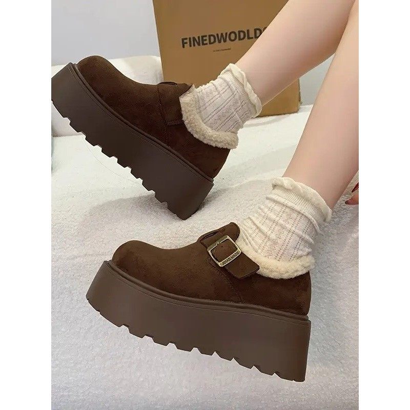 加绒勃肯鞋女增高一脚蹬2025年冬季新款棉鞋加厚毛毛鞋百搭乐福鞋,淘宝优惠券,粉丝福利购,淘宝优惠卷