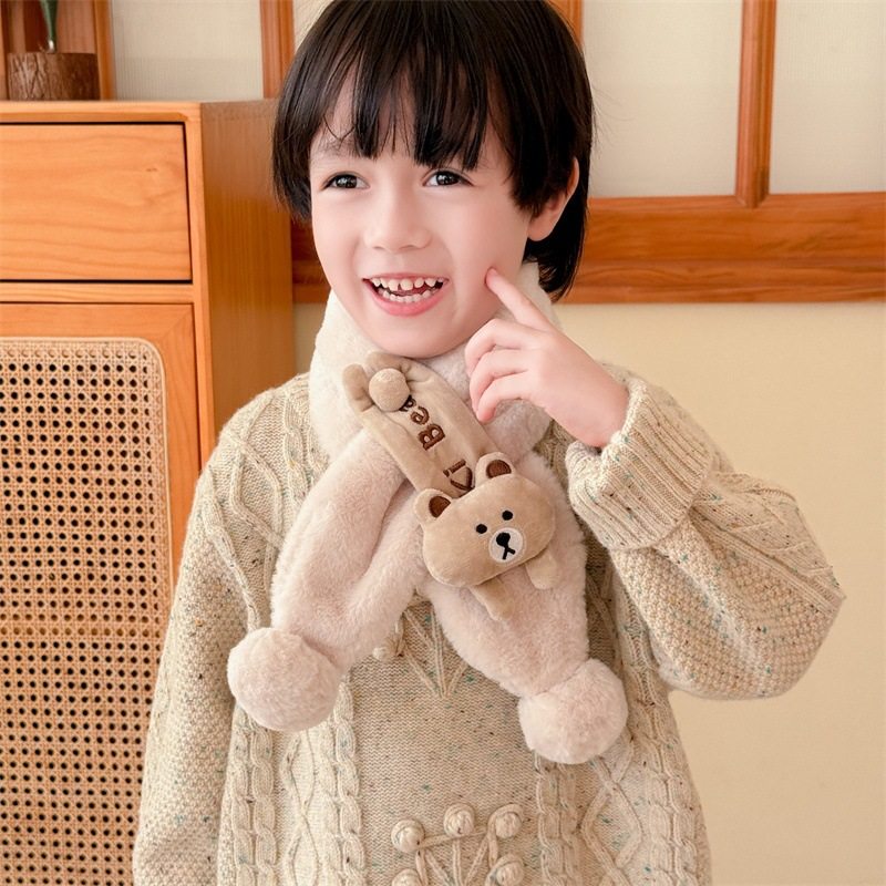 儿童围巾女款2025新款宝宝秋冬季加厚保暖毛绒围脖韩版卡通可爱风,淘宝优惠券,粉丝福利购,淘宝优惠卷