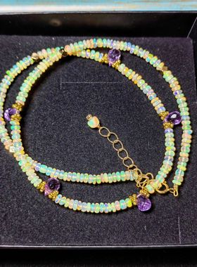 原创项链天然坦桑欧泊闪亮清透