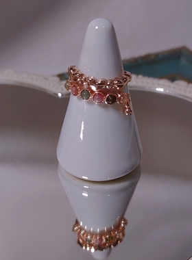 店庆9.9换购天然彩宝戒指月光灰月光橄榄石紫水晶可调节14k镀真金