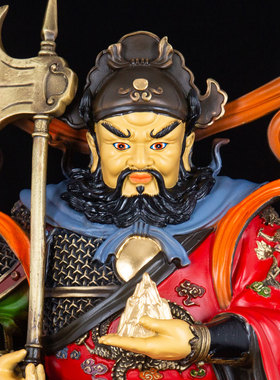 黄铜彩绘山神像家用寺庙供奉