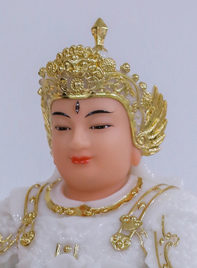 汉白玉彩绘华光大帝供奉摆件
