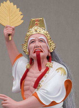 12/16/26寸树脂彩绘七爷八爷神像家用供奉摆件站棺材大二爷伯摆件