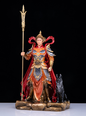 二郎神神像家用供奉中式祝福铜彩绘摆件灌江口二郎神杨戬显圣真君