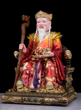 土地公土地婆神像树脂铜彩福德正神佛像土地公家用土地爷爷奶奶像