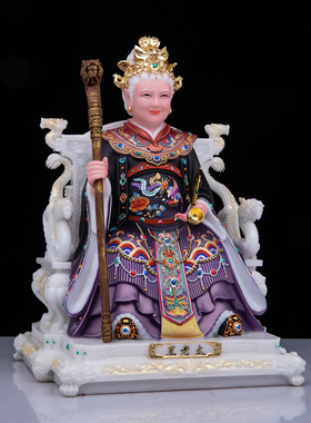 汉白玉黑妈妈护法神像玄关供奉