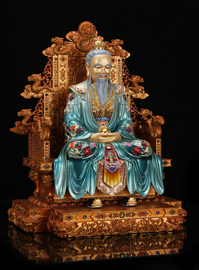 九龙椅三清道祖铜像家用供奉