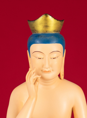 思维弥勒菩萨佛像黄铜彩绘摆件