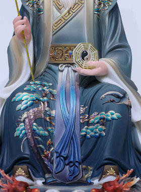 汉白玉中式客厅桌面鸿钧老祖摆件