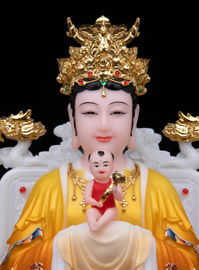 彩绘汉白玉三霄娘娘神像