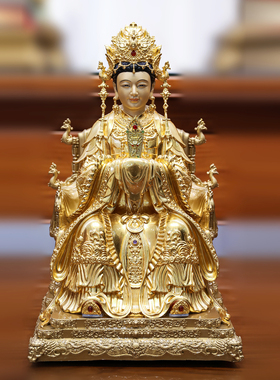 铜贴金碧霞元君泰山娘娘供奉像