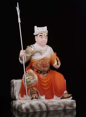 典藏汉白玉仿瓷华光大帝神像中式客厅马元帅马天君彩绘华光摆件
