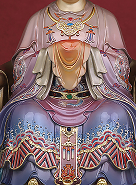 彩绘贴金碧霞元君泰山奶奶铜像