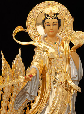 纯铜祝福桌面踏凤九天玄女摆件