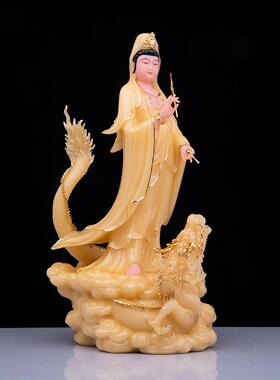 家用站龙观世音菩萨摆件汉白玉