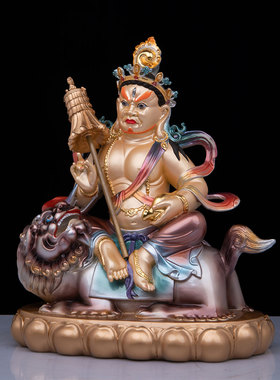 财宝天王佛像黄铜彩绘多闻天王