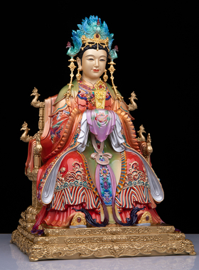 碧霞元君神像铜彩绘东岳摆件