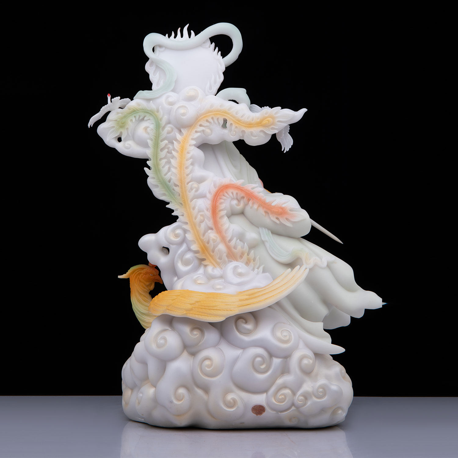 汉白玉站九天玄女神像飞天玄女八卦九天玄女娘娘家用供奉圣丰摆件
