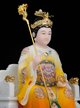 九龙老母神像汉白玉居家用供奉龙母娘娘客厅工艺品中式小摆件