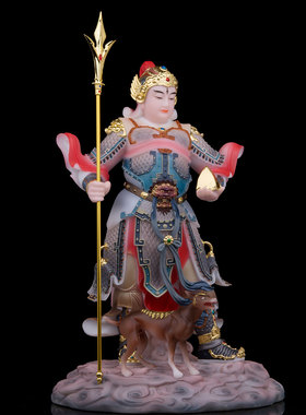 汉白玉客厅玄关二郎神杨戬摆件