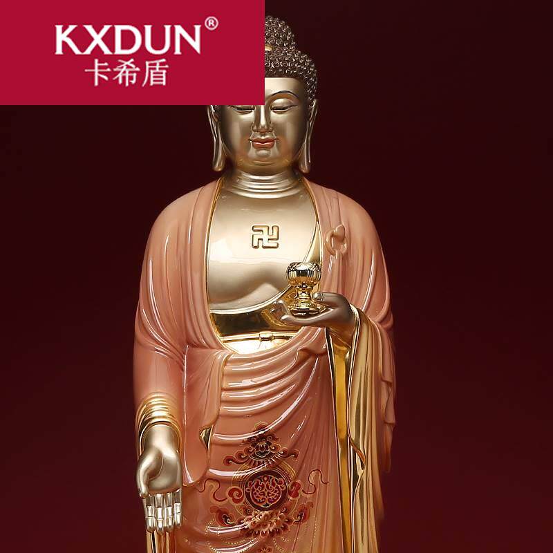 纯铜珐琅彩观音菩萨家用供奉佛像 卡希盾摆件