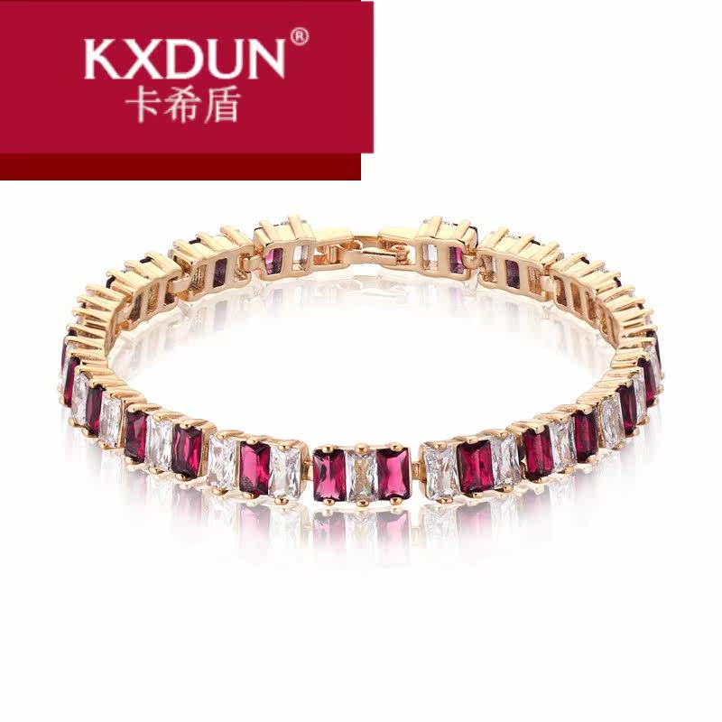 kxdun /卡希盾欧美红宝石方形手链 卡希盾手链