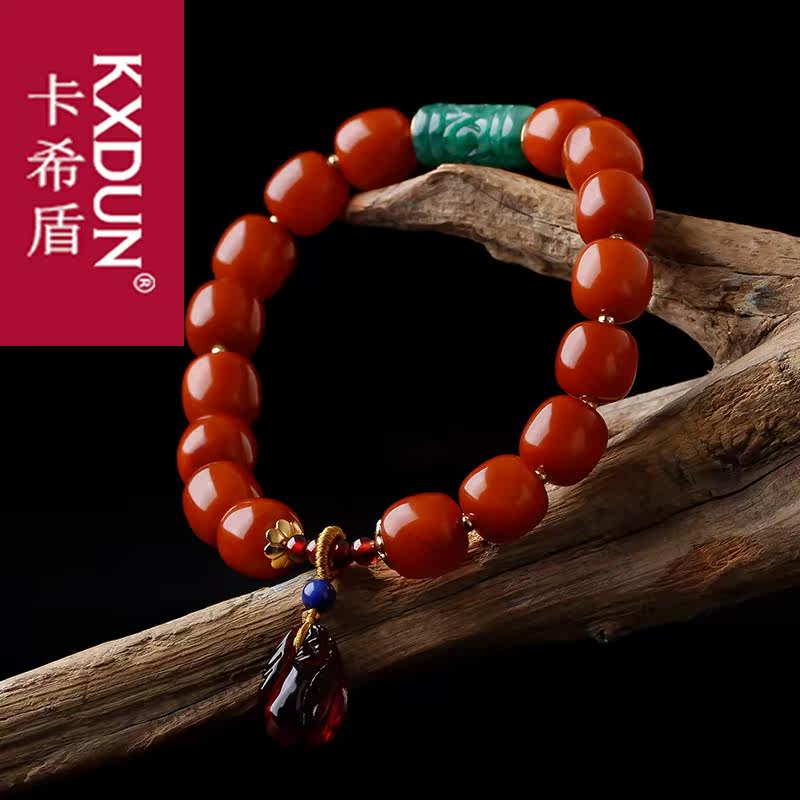 kxdun老蜜蜡手串鸡油黄女款手链 卡希盾手链