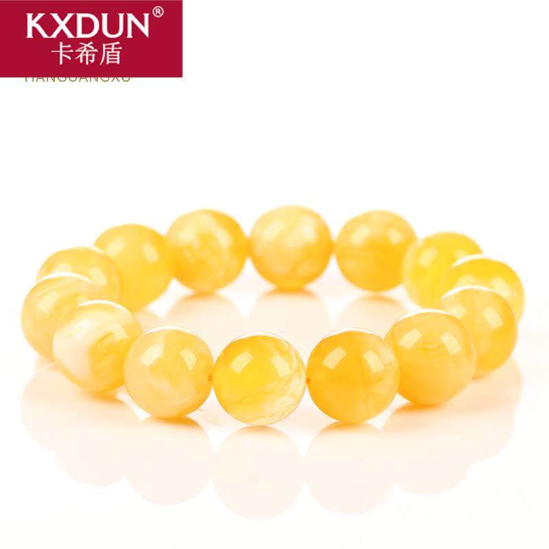 卡希盾高精天然蜜蜡鸡油黄手链满蜜 卡希盾手链