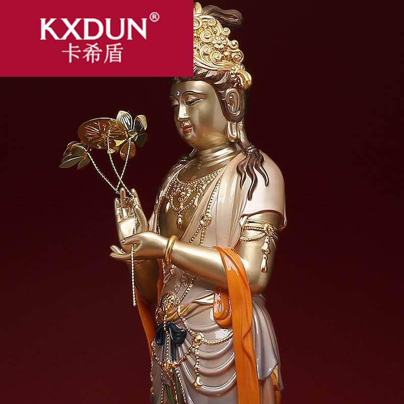 纯铜珐琅彩观音菩萨家用供奉佛像 卡希盾摆件