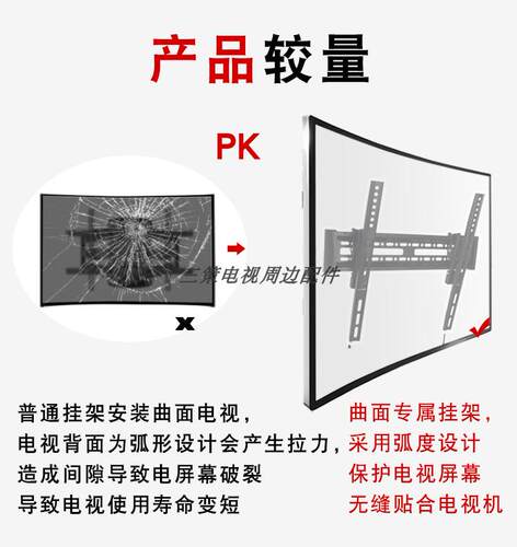 适用于55/65英寸三星曲面电视挂架UA55NUC30SJXXZ 曲屏液晶机壁挂 - 图3