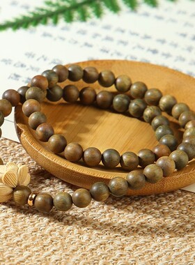 绿檀香男款双圈莲花手串