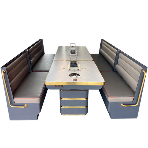 涮烤一体桌子自动翻转烤串桌下排烟烤羊腿桌炭木烧烤桌无烟火锅桌 - 图3