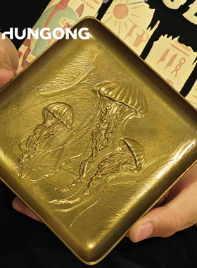 纯黄铜水母铜盘玄关收纳盘饰品盘