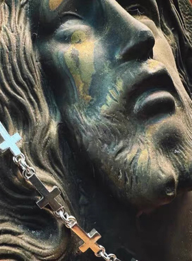 复古黄铜十字架拼接项链天梯素链